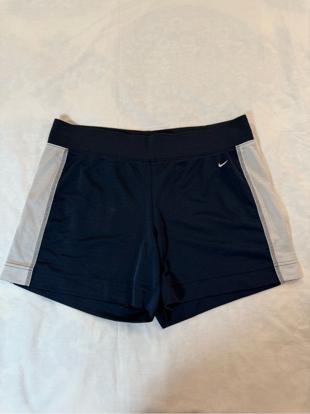 Nike Women's Navy and White Athletic Gym Shorts
